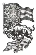 bull and flag Poland tattoo design idea