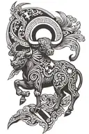 bull and flag Poland tattoo design idea