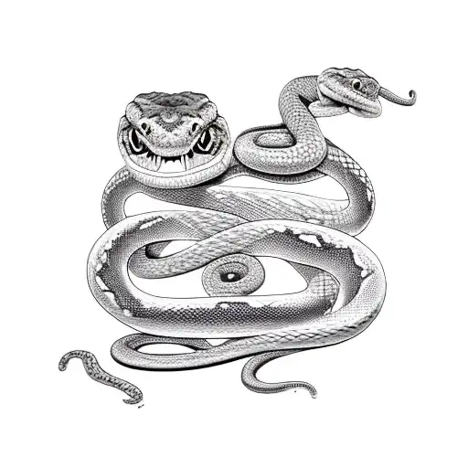 2 snakes intertwined eating eachothers tails.  tattoo design idea