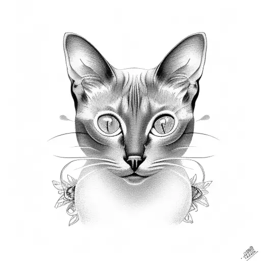 siamese cat face only with eyes, nose, month  tattoo design idea