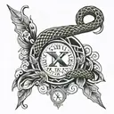 Roman numerals of November 1st 2023 wrapped around snake  tattoo design idea