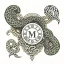 Roman numerals of November 1st 2023 wrapped around snake  tattoo design idea