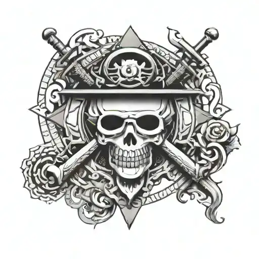 one piece and freemasonry symbol tattoo design idea