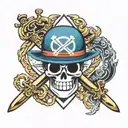 one piece and freemasonry symbol tattoo design idea