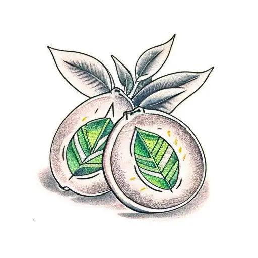 a lemon fruit with two leaves made out of money tattoo design idea