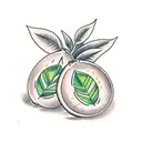 a lemon fruit with two leaves made out of money tattoo design idea