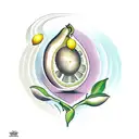 a lemon fruit with two leaves made out of money tattoo design idea