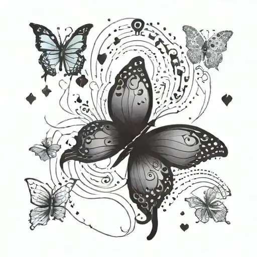 Black with semicolon,butterfly and something with a childhood emotional trauma symbol tattoo design idea