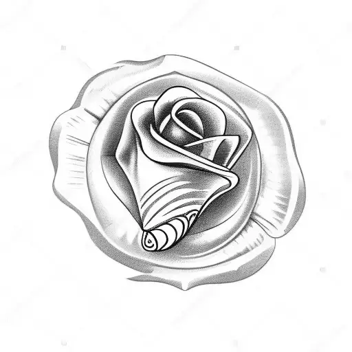 conch shell with Gemini sign and roses tattoo design idea