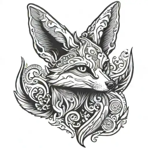 A fennec fox in avatar state tattoo design idea