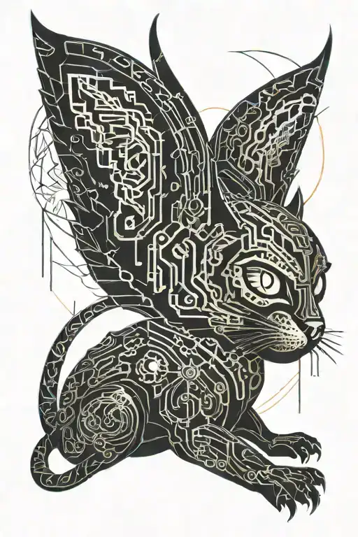 angel cat tattoo design idea