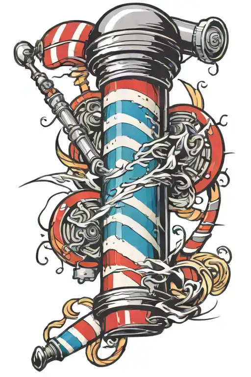 barber pole tattoo design idea