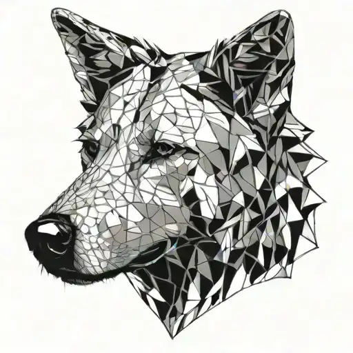 Half side face goldenretriver and half side face wolf  tattoo design idea