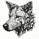Half side face goldenretriver and half side face wolf  tattoo design idea