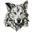 Half side face goldenretriver and half side face wolf  tattoo design idea