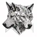 Half side face goldenretriver and half side face wolf  tattoo design idea