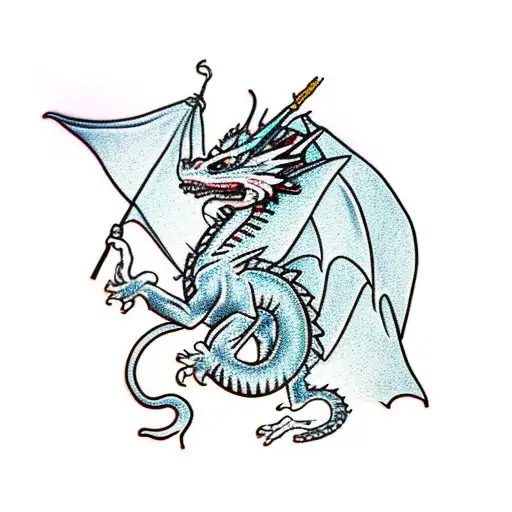 dragon with an american flag tattoo design idea