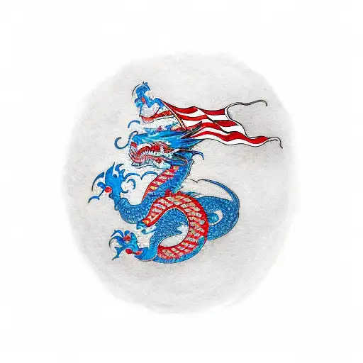 dragon with an american flag tattoo design idea