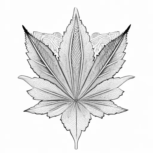 Marijuana leaf made of intricate geometric patterns tattoo design idea