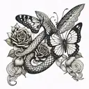 snake and butterfly tattoo design idea