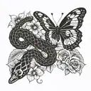 snake and butterfly tattoo design idea