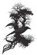 tree ravens father lightning  tattoo design idea