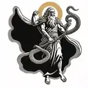 Moses with golden snake on st michael the archangel tattoo design idea