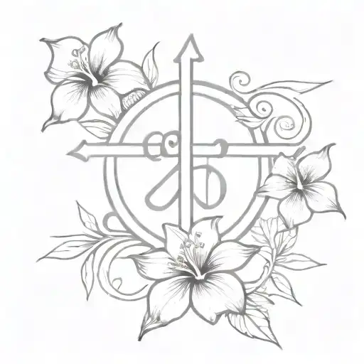 Chi Rho, alpha and omega, one hibiscus tattoo design idea