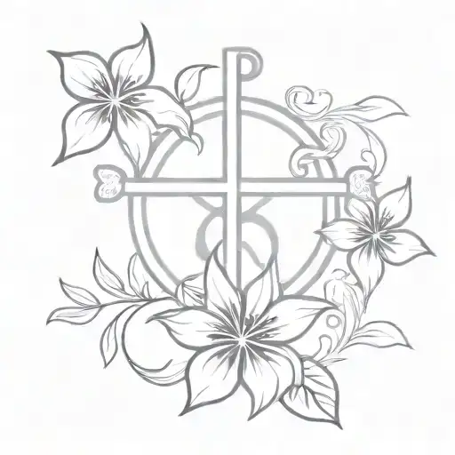 Chi Rho and alpha and omega hibiscus tattoo design idea