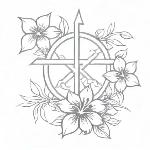 Chi Rho and alpha and omega hibiscus tattoo design idea