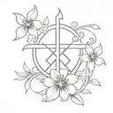 Chi Rho and alpha and omega hibiscus tattoo design idea