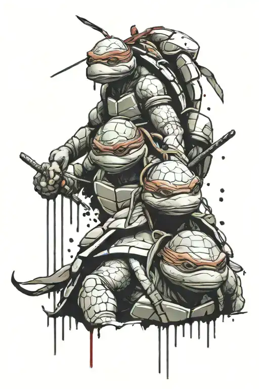 Ninja turtles black and white tattoo tattoo design idea