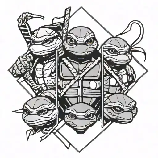 ninja turtles black and white tattoo design tattoo design idea