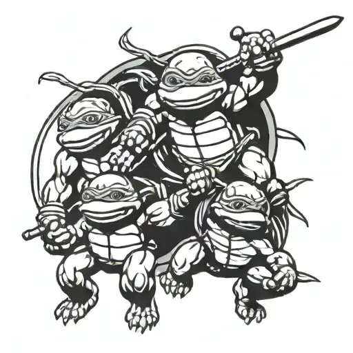 ninja turtles black and white tattoo design tattoo design idea
