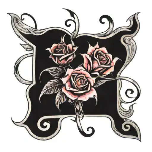 rose and lily in Bts symbol intertwined tattoo design idea
