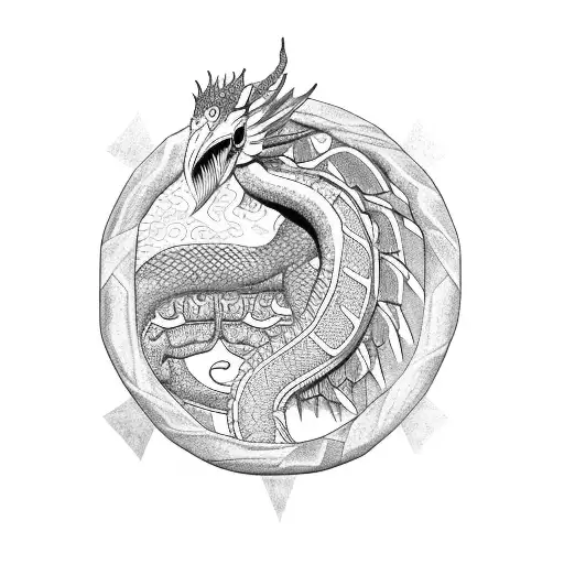 Quetzalcoatl for calf tattoo design idea