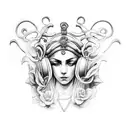 Fortuna Blindfolded Greek goddess tattoo design idea