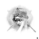 Fortuna Blindfolded Greek goddess tattoo design idea