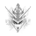 princess warrior with purple dragon mask tattoo design idea