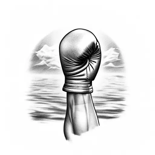 A powerful boxing glove held up by a tree branch tattoo design idea