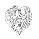 A minimalist design of a heartbeat line forming a heart shape with the name Jamar integrated tattoo design idea