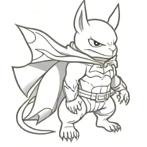 Cubone dressed as Batman tattoo design idea