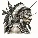 american indian warrior with bow & arrow tattoo design idea