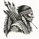 american indian warrior with bow & arrow tattoo design idea