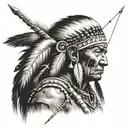 american indian warrior with bow & arrow tattoo design idea