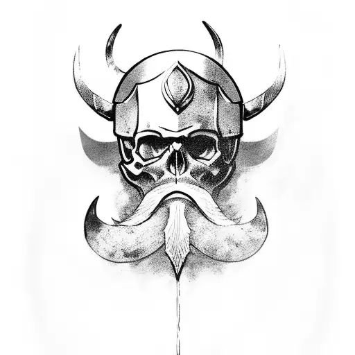 viking beard axes skulls water tattoo design idea