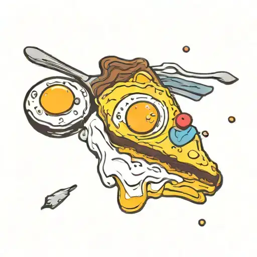 pan with fried egg in the pansexual flag colours   tattoo design idea