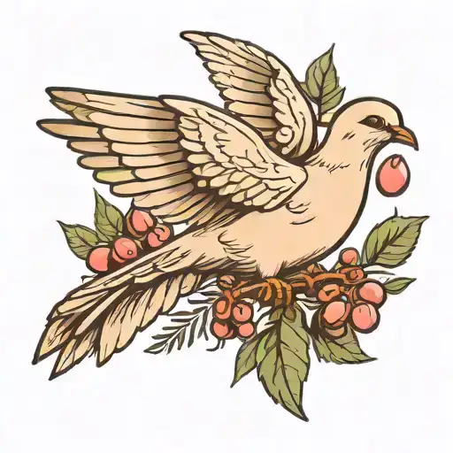 dove with olive branch tattoo design idea