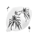 A beach scene with crashing waves and palm trees tattoo design idea
