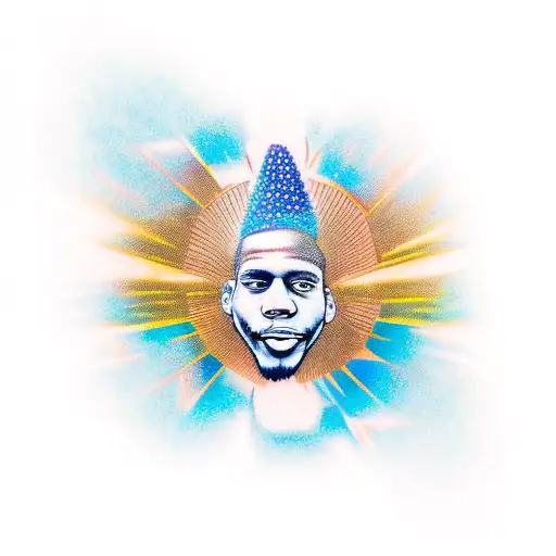 A realistic tattoo of a stage with spotlights and the words 'Long Live Montrez' shining down, representing your friend's eternal presence in the rap world. tattoo design idea